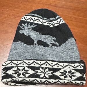 BULA+ Beanie Nordic Knot Moose Hat Wool Blend Fleece Lined Made in Canada